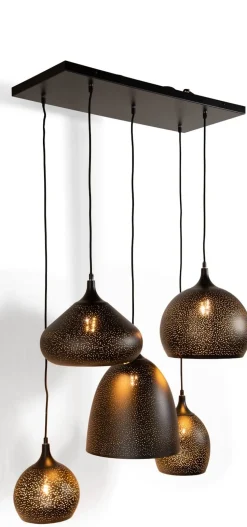 Arjen hanglamp 5*E27 - Zwart/Goud