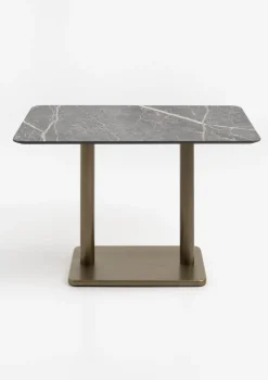 Brest bistrotafel marble light grey 120x75cm - Goud