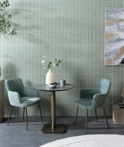 Brest bistrotafel marble light grey D80cm - Goud