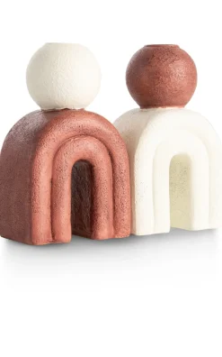 Lot kandelaar H15,5cm - bruin