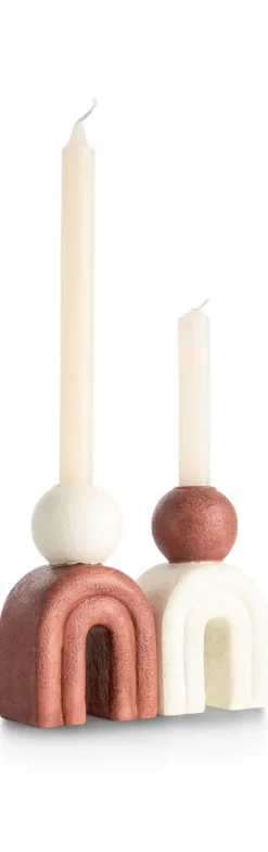 Lot kandelaar H15,5cm - bruin