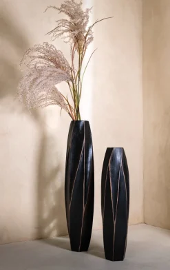 Merle vaas H81cm - Zwart