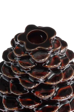 Pine kandelaar H12cm - Bruin